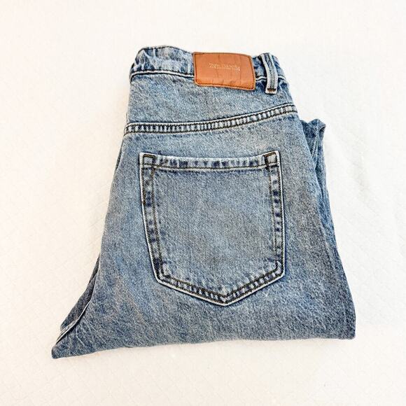 Zara Straight Leg Vintage Wash Denim Jeans Size 8 - Picture 1 of 7